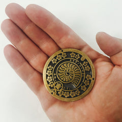 Japanese Manhole Cover Belt Buckle, Nautilus Style